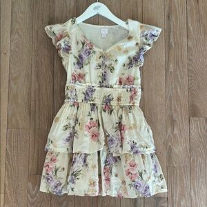Loveshackfancy for Gap Girls Cream Floral Tiered Dress with Smocked Waist